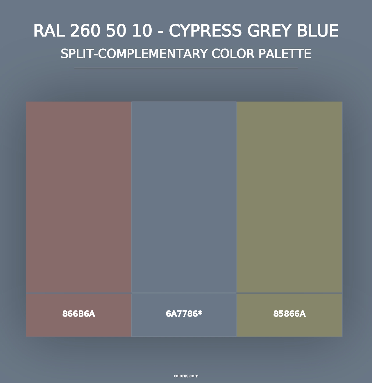 RAL 260 50 10 - Cypress Grey Blue - Split-Complementary Color Palette