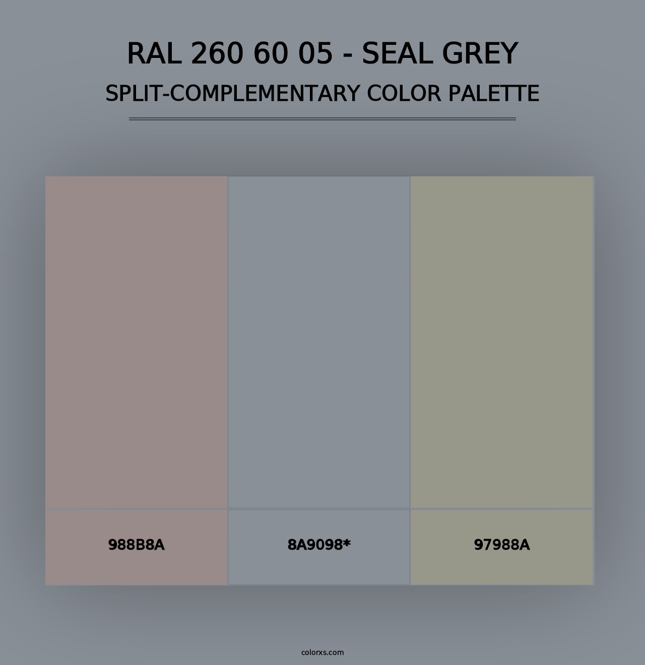 RAL 260 60 05 - Seal Grey - Split-Complementary Color Palette