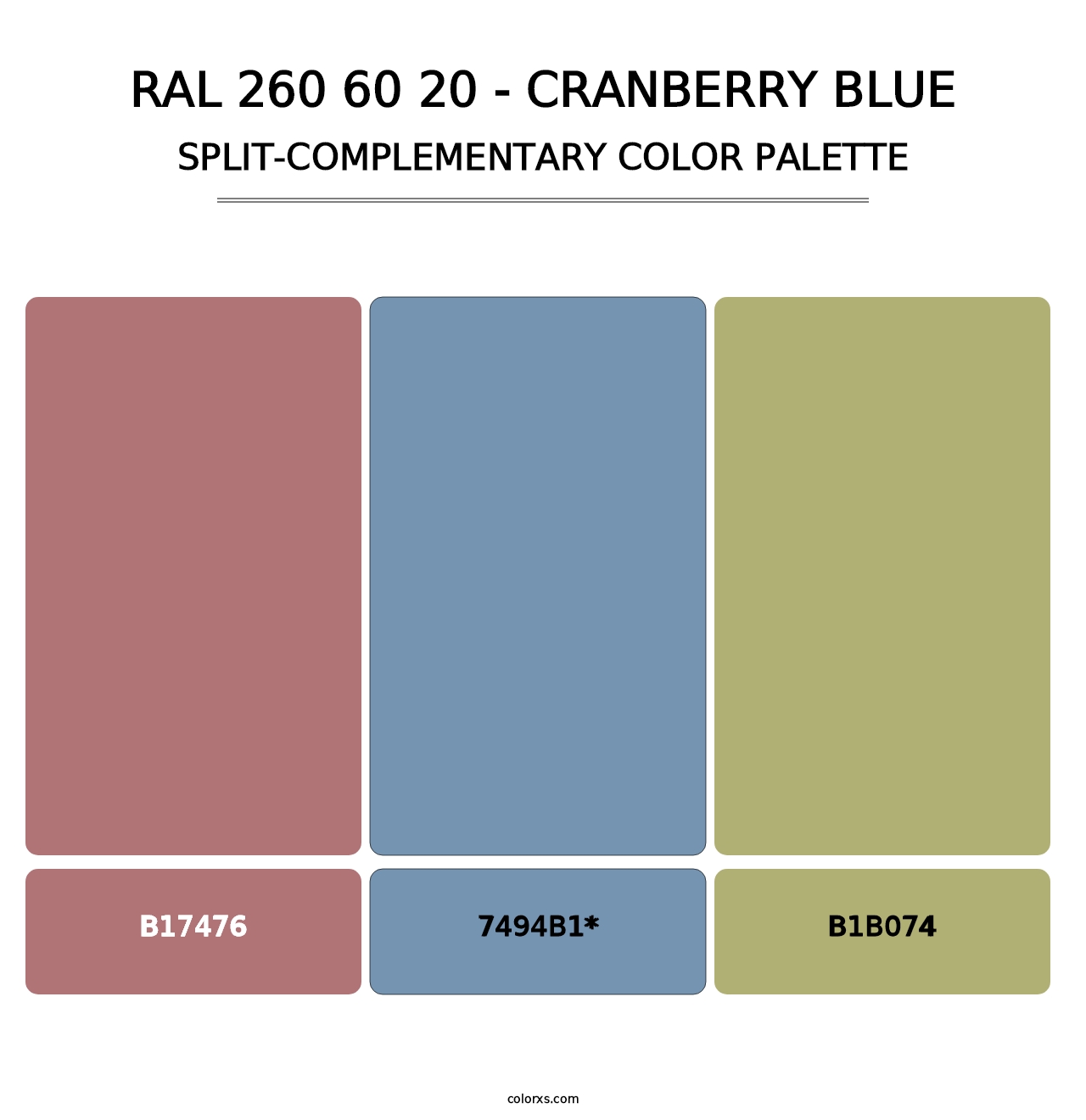 RAL 260 60 20 - Cranberry Blue - Split-Complementary Color Palette