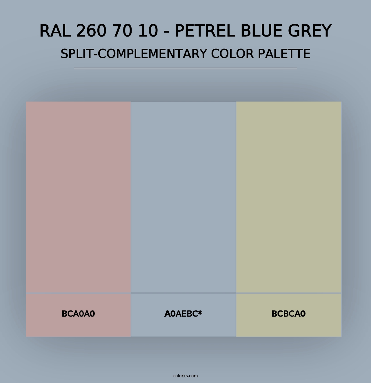 RAL 260 70 10 - Petrel Blue Grey - Split-Complementary Color Palette