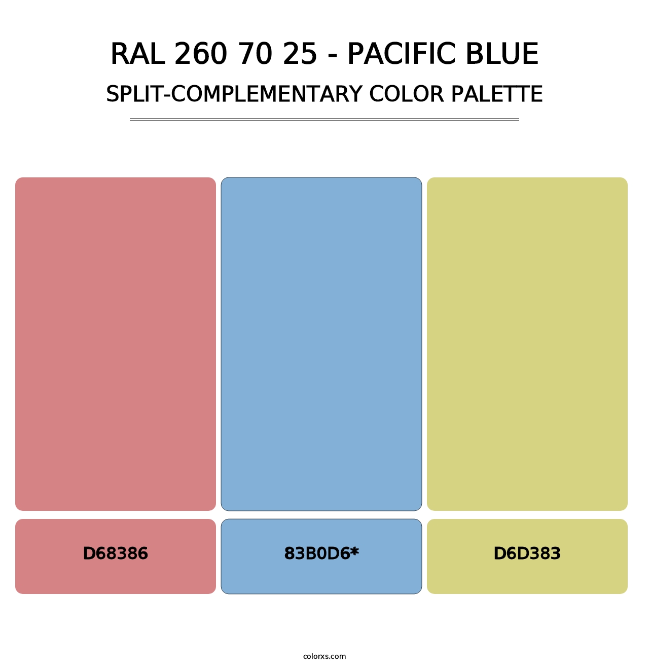 RAL 260 70 25 - Pacific Blue - Split-Complementary Color Palette