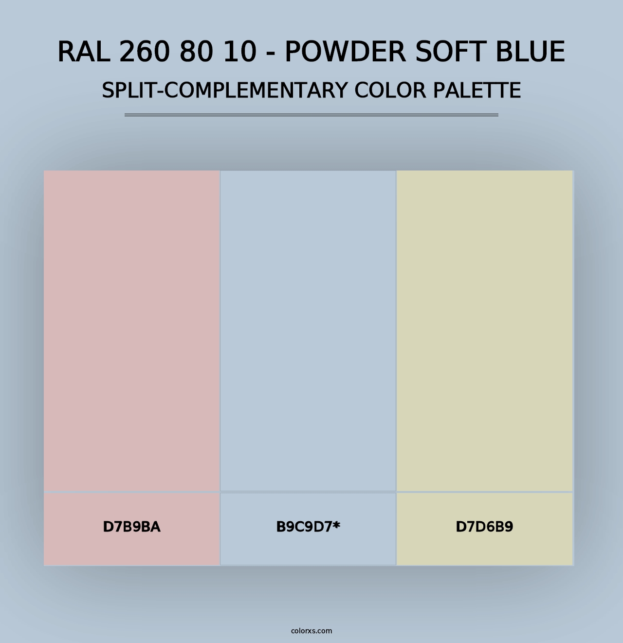 RAL 260 80 10 - Powder Soft Blue - Split-Complementary Color Palette