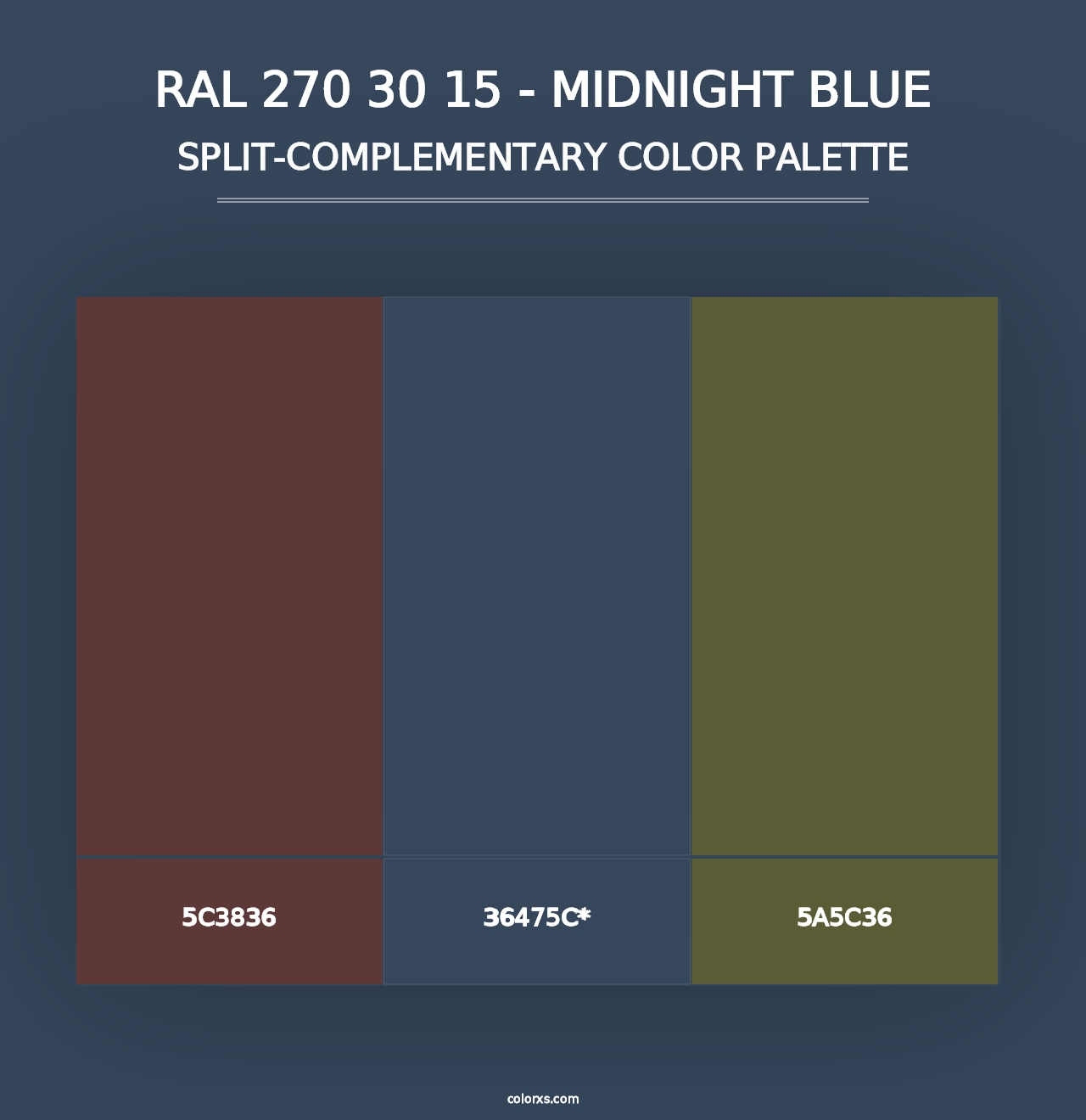 RAL 270 30 15 - Midnight Blue - Split-Complementary Color Palette