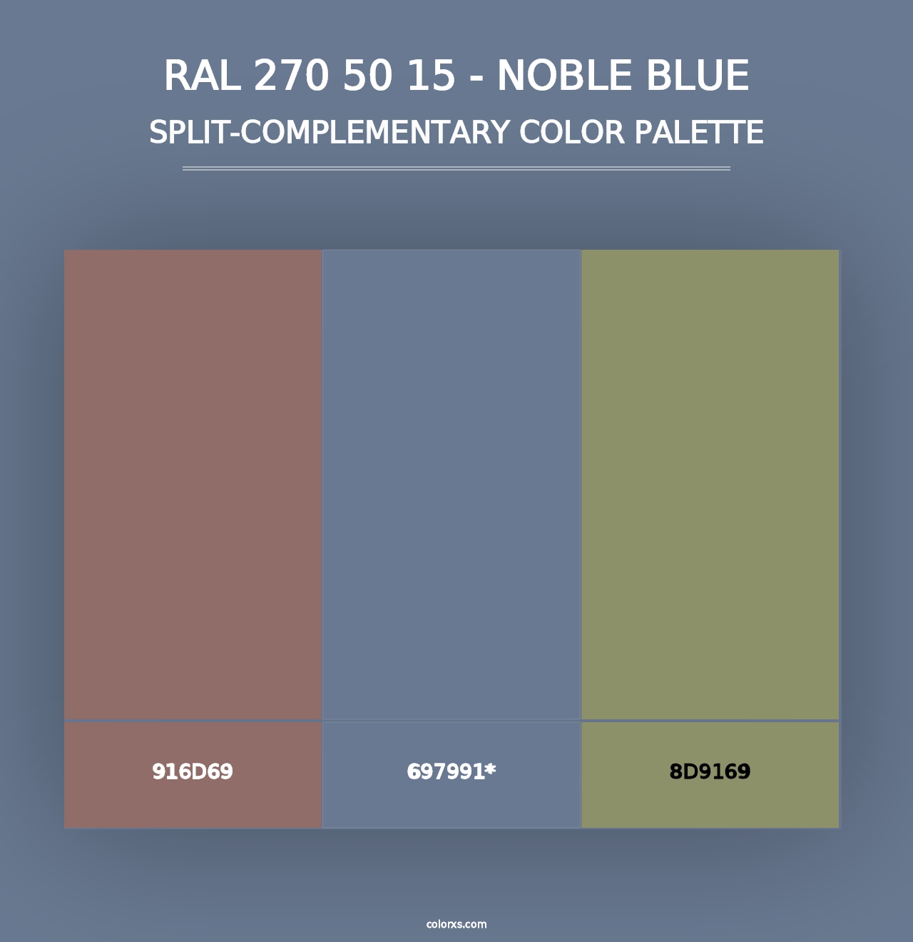 RAL 270 50 15 - Noble Blue - Split-Complementary Color Palette