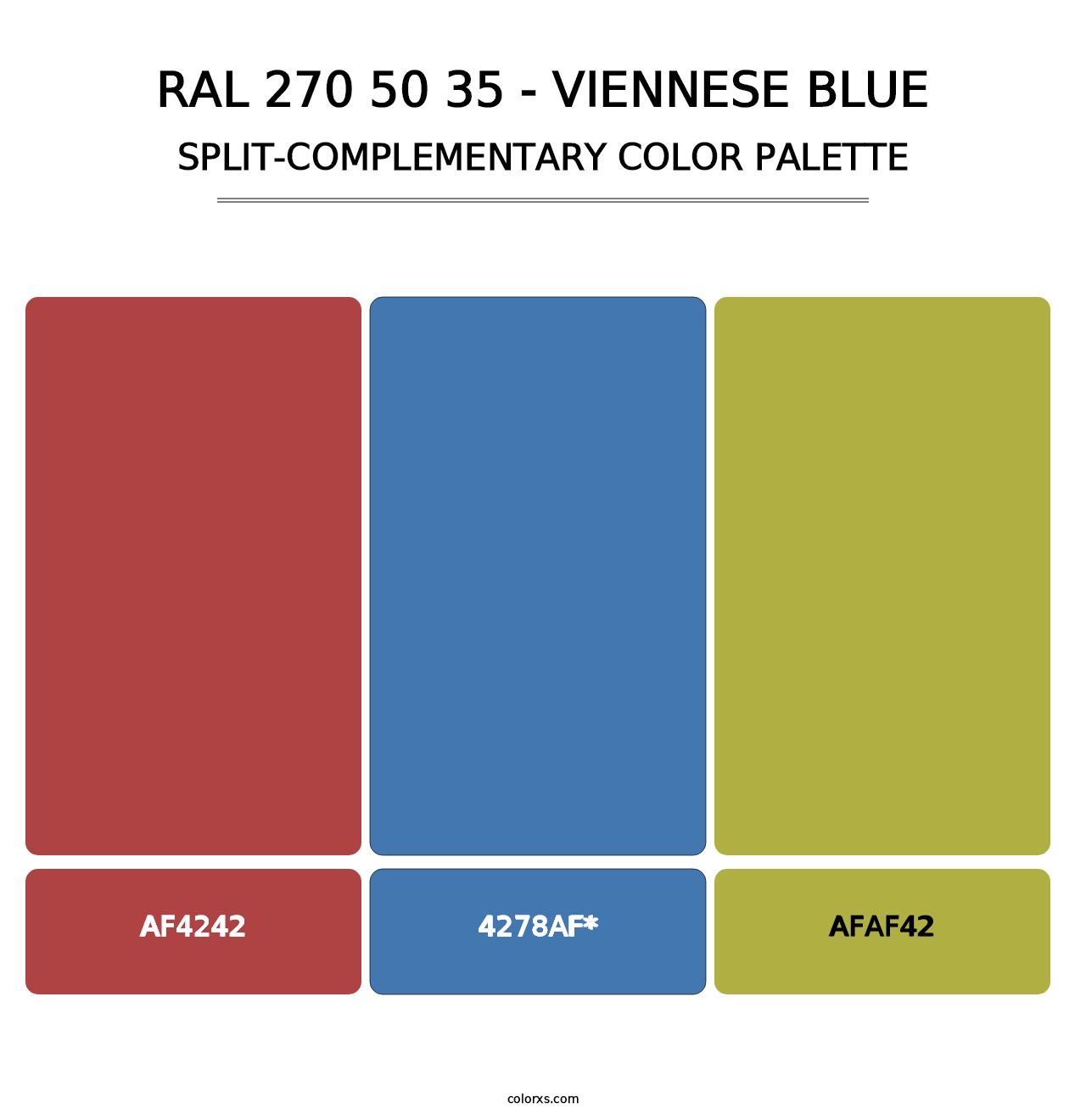 RAL 270 50 35 - Viennese Blue - Split-Complementary Color Palette