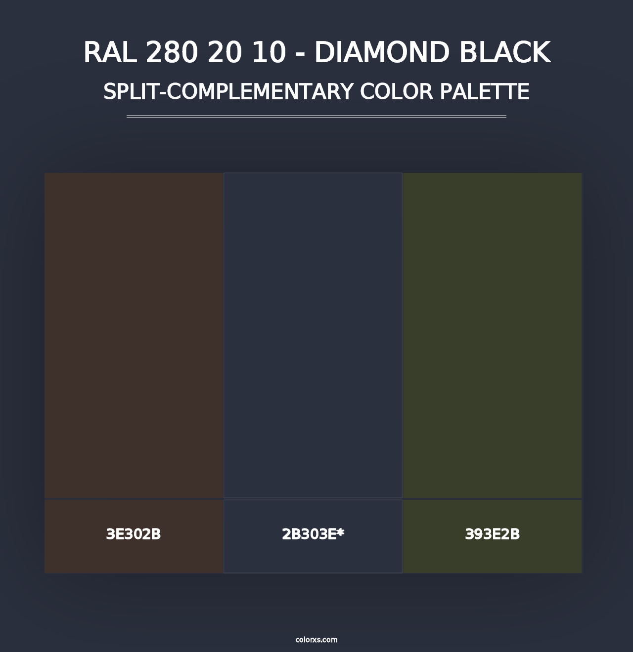 RAL 280 20 10 - Diamond Black - Split-Complementary Color Palette