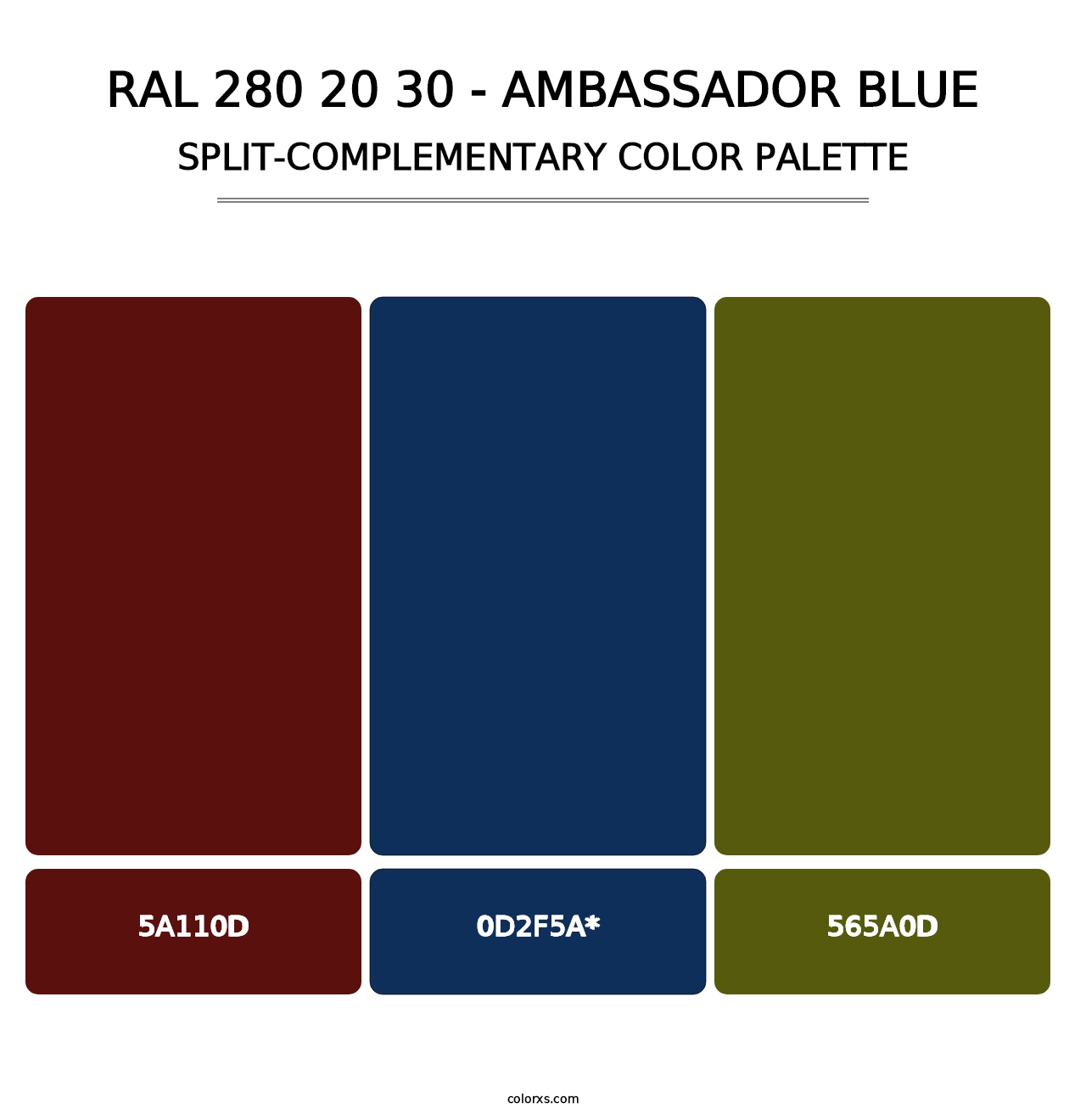 RAL 280 20 30 - Ambassador Blue - Split-Complementary Color Palette