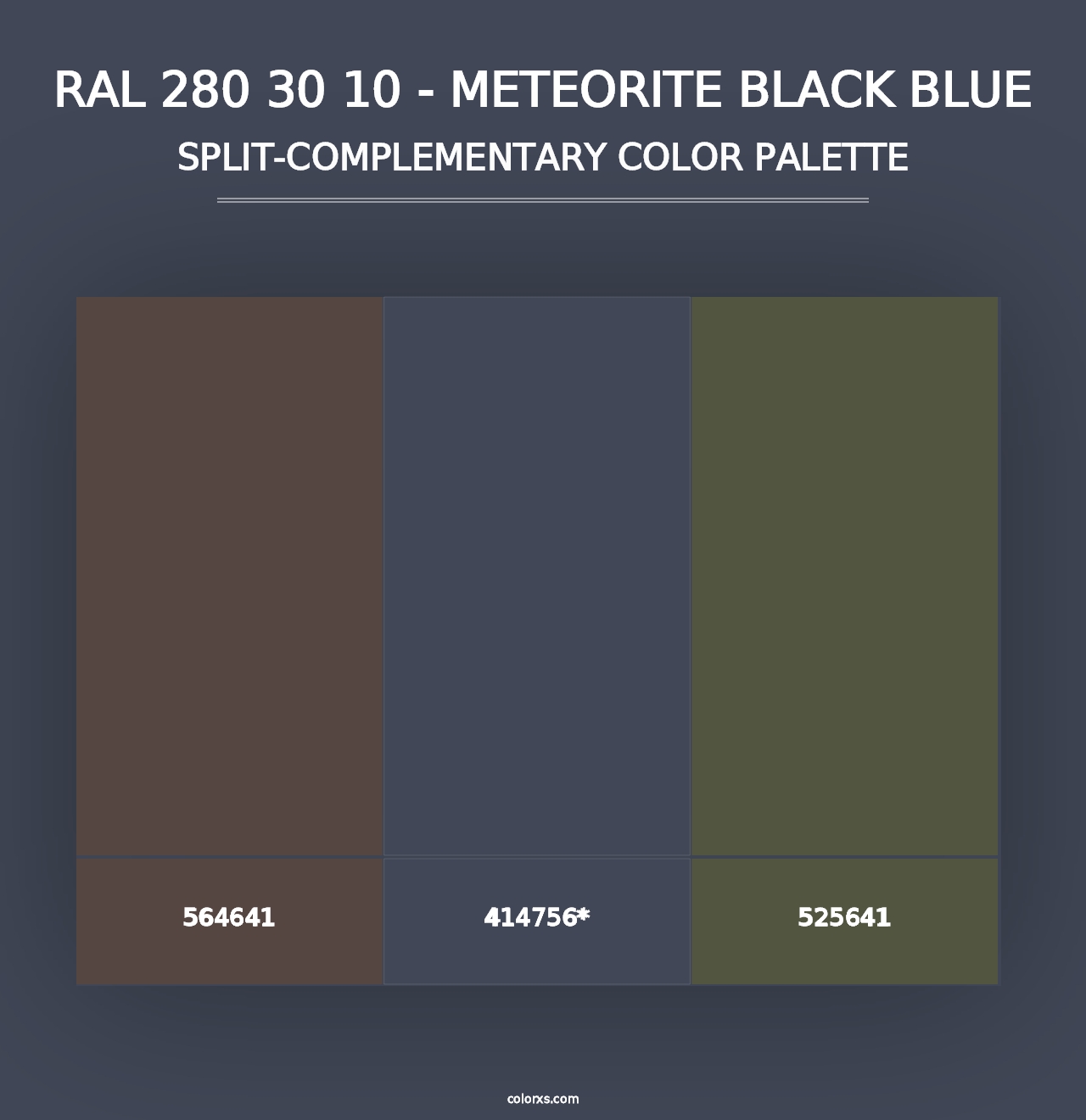 RAL 280 30 10 - Meteorite Black Blue - Split-Complementary Color Palette