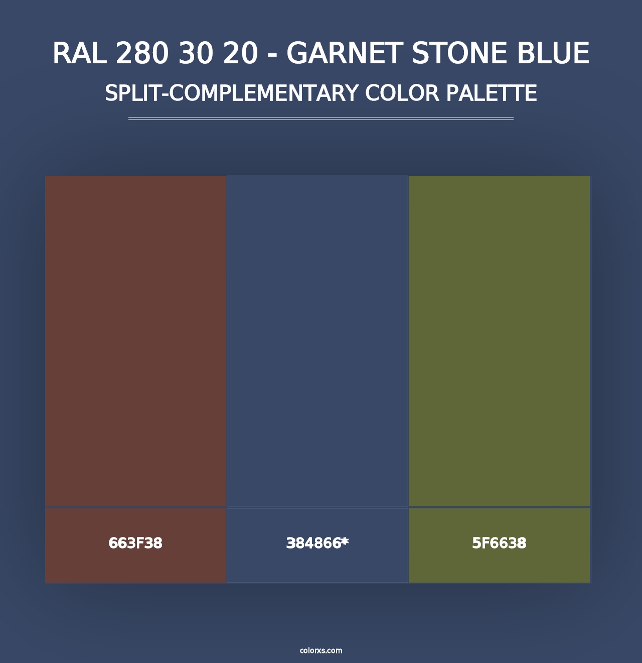 RAL 280 30 20 - Garnet Stone Blue - Split-Complementary Color Palette