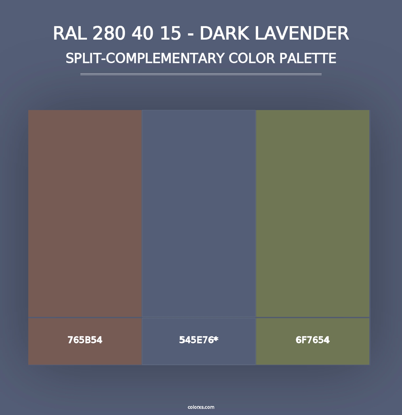 RAL 280 40 15 - Dark Lavender - Split-Complementary Color Palette