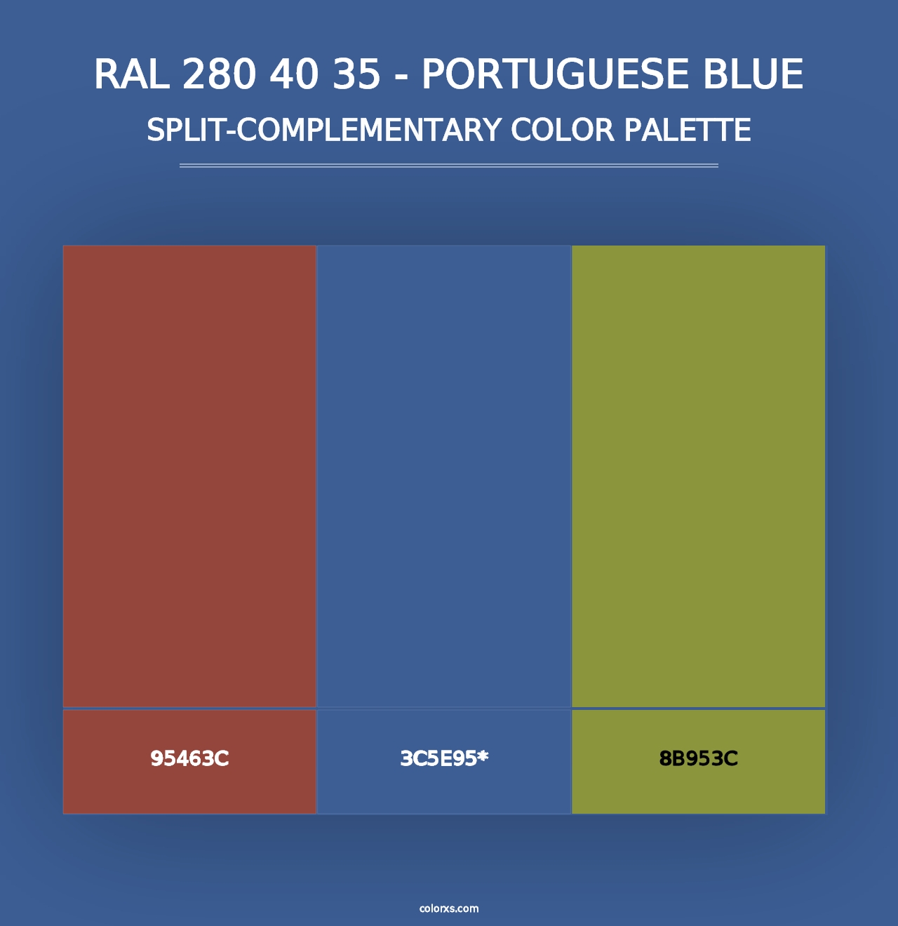 RAL 280 40 35 - Portuguese Blue - Split-Complementary Color Palette