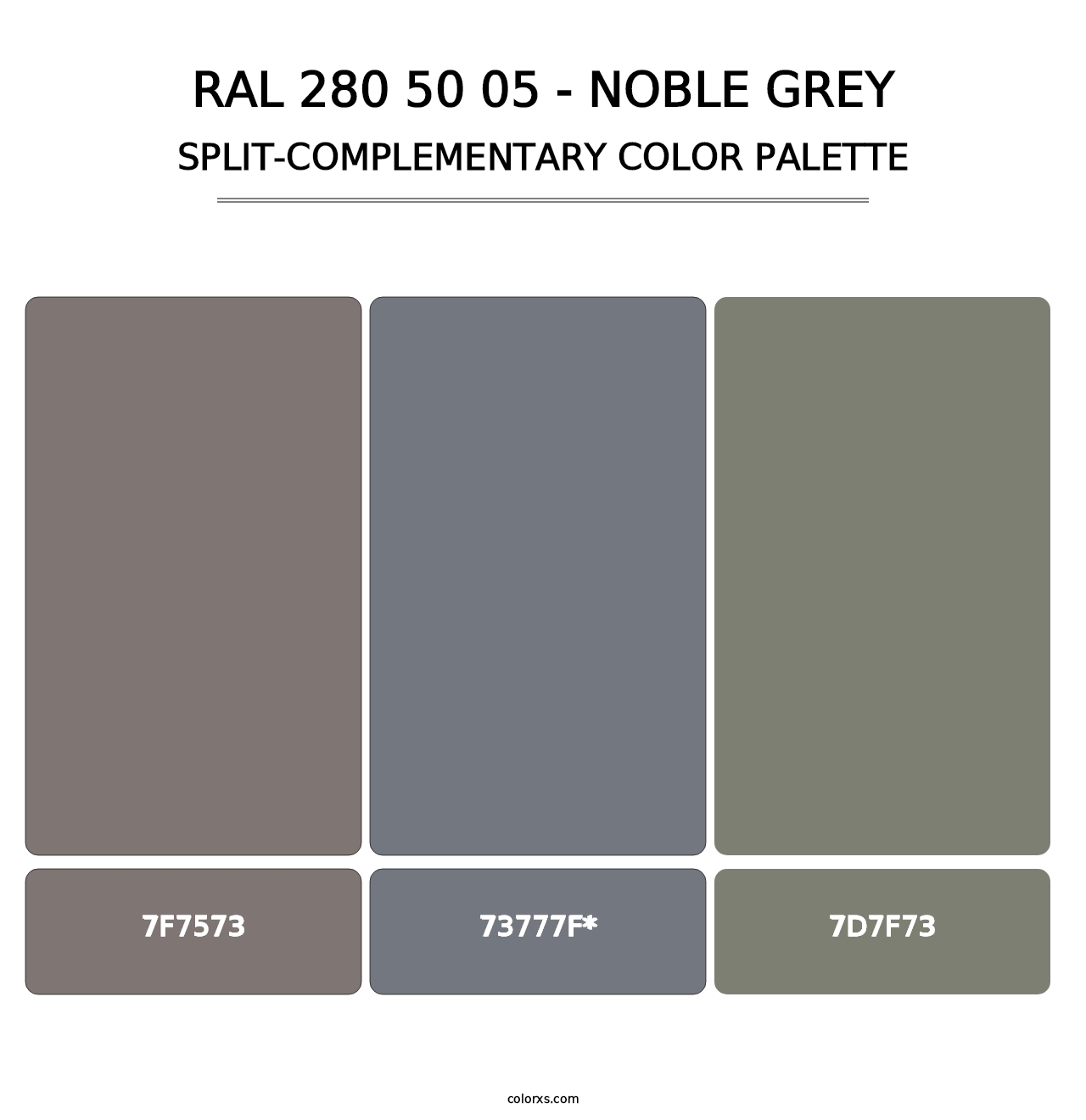 RAL 280 50 05 - Noble Grey - Split-Complementary Color Palette