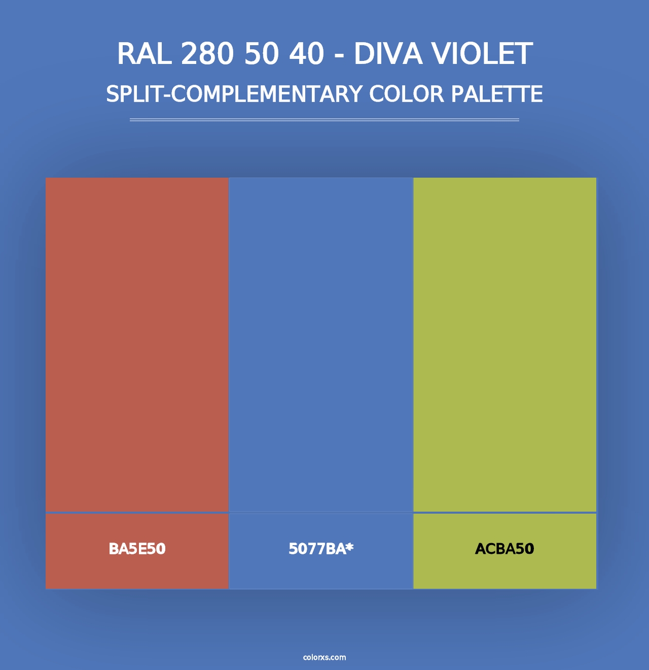 RAL 280 50 40 - Diva Violet - Split-Complementary Color Palette