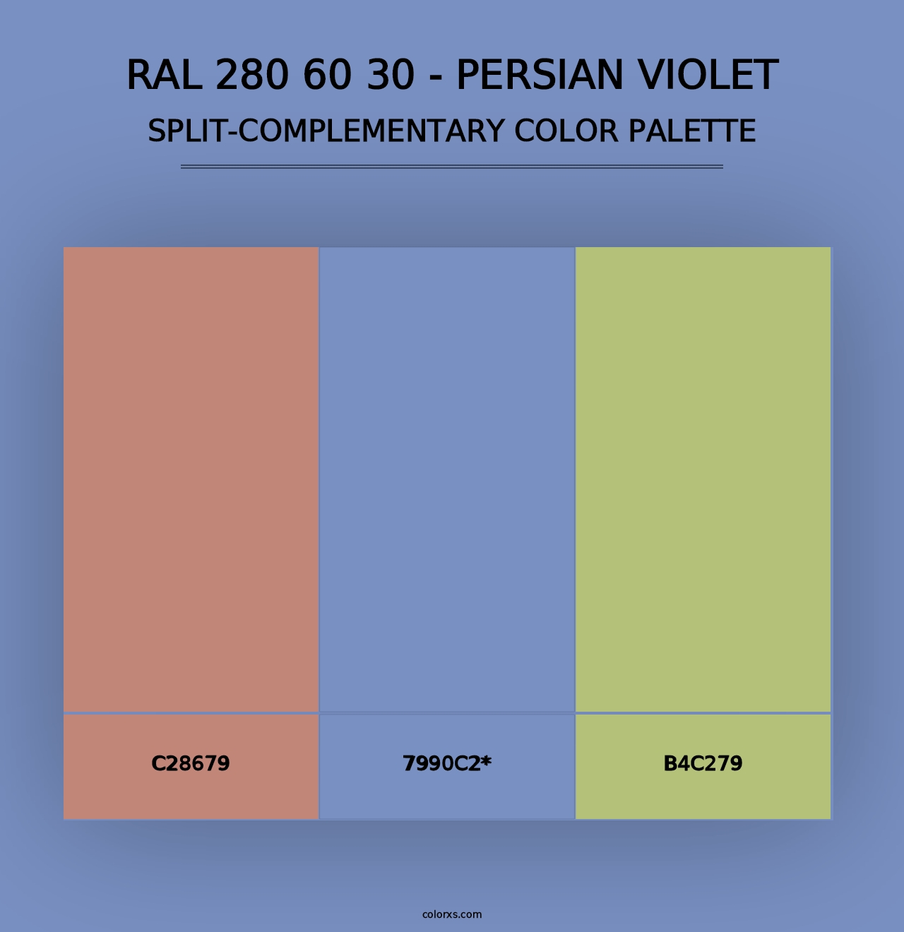 RAL 280 60 30 - Persian Violet - Split-Complementary Color Palette