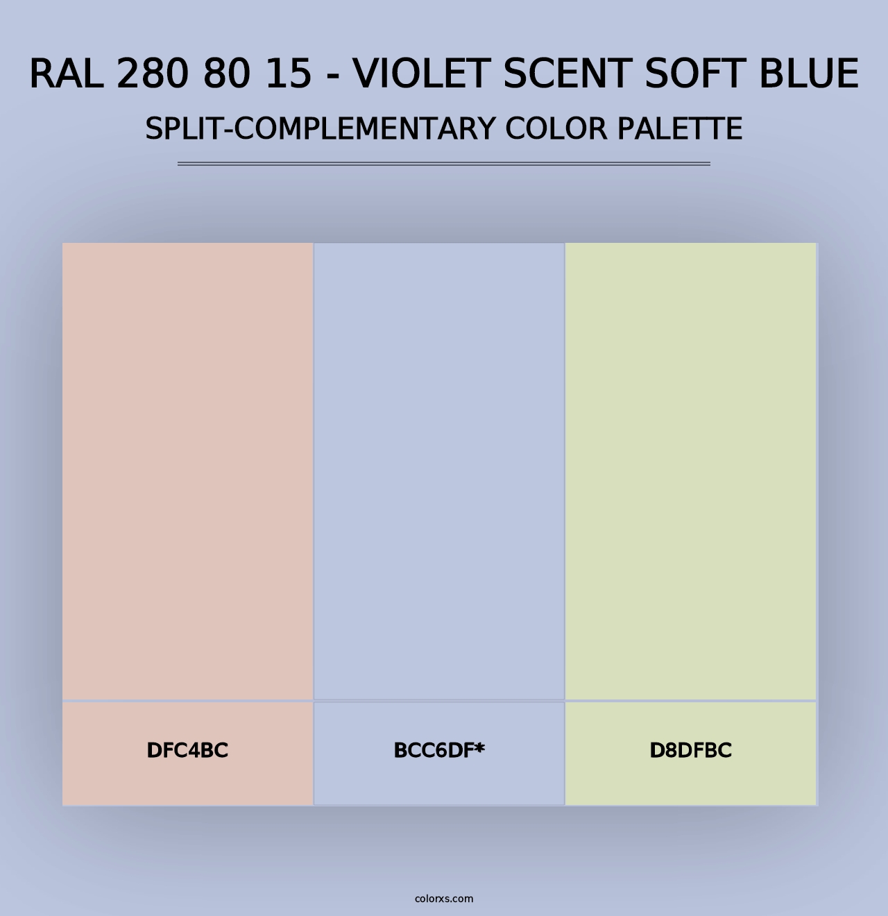 RAL 280 80 15 - Violet Scent Soft Blue - Split-Complementary Color Palette