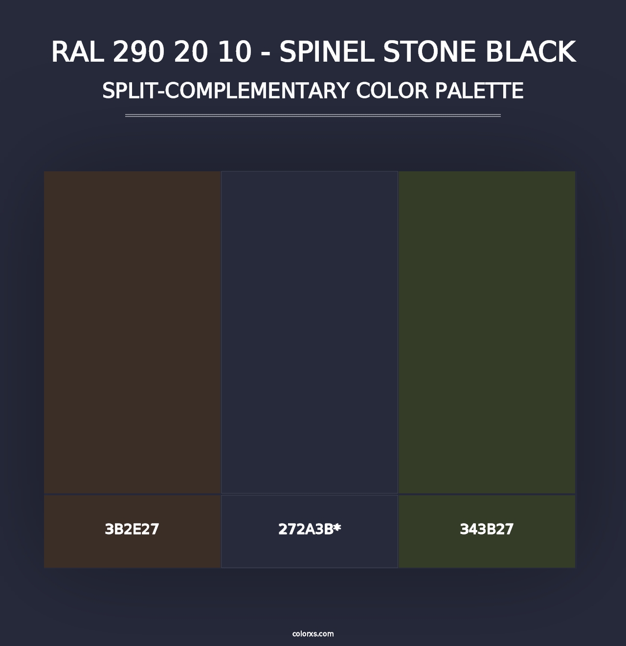 RAL 290 20 10 - Spinel Stone Black - Split-Complementary Color Palette