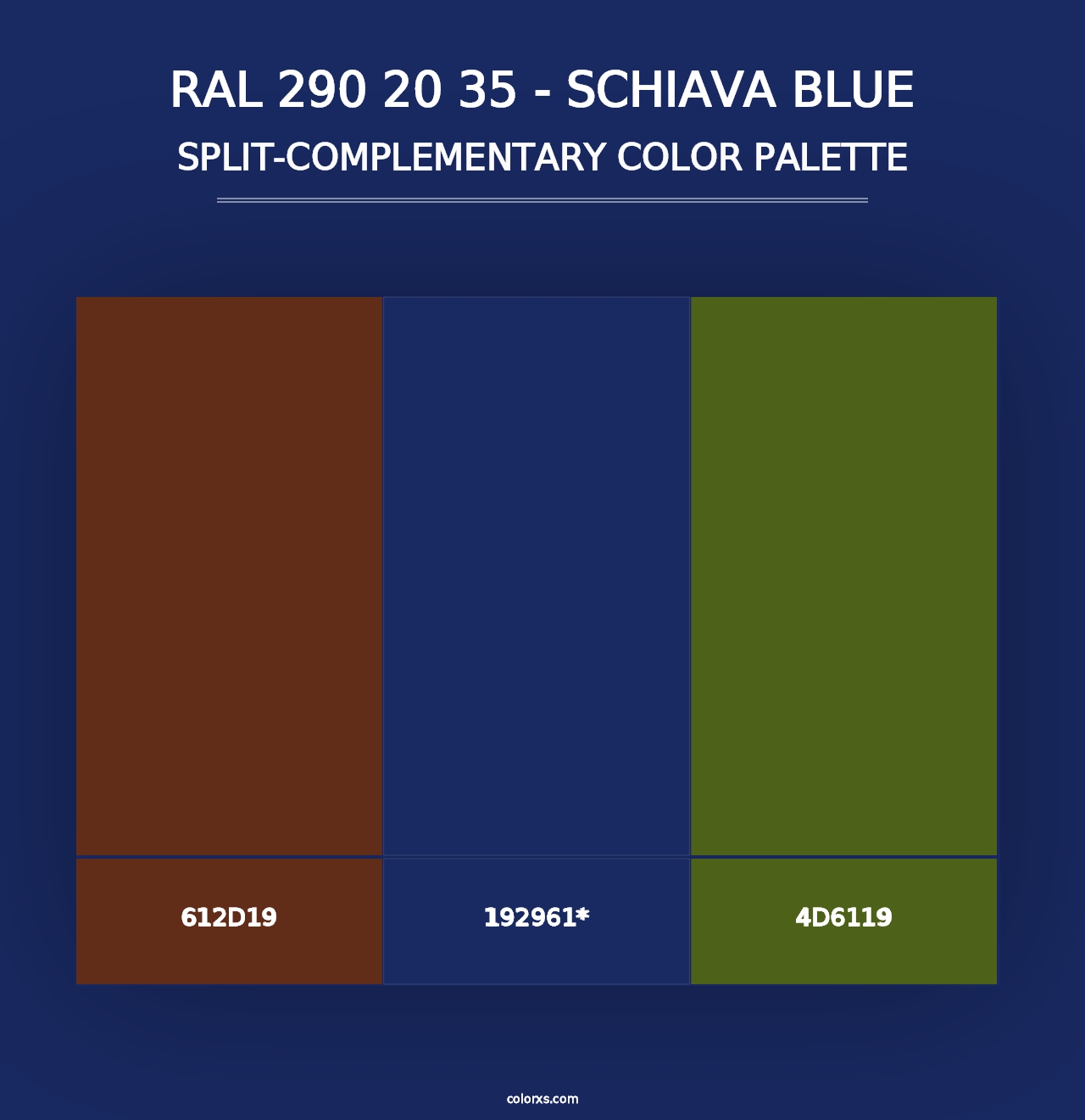 RAL 290 20 35 - Schiava Blue - Split-Complementary Color Palette