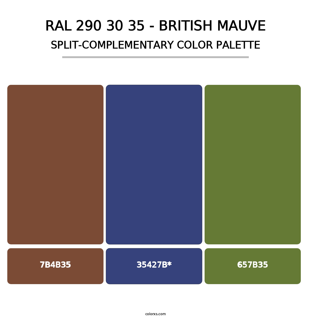 RAL 290 30 35 - British Mauve - Split-Complementary Color Palette