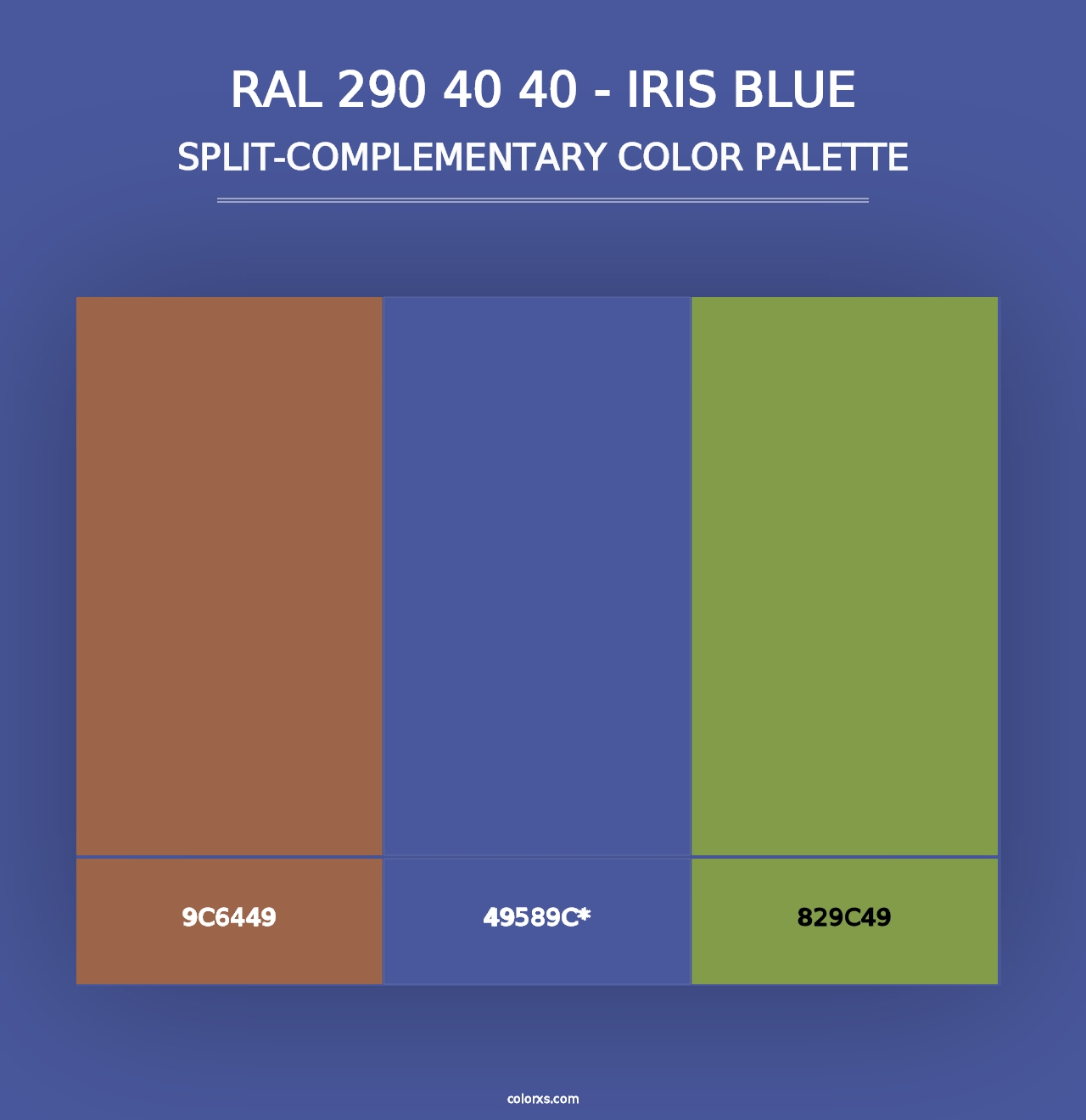 RAL 290 40 40 - Iris Blue - Split-Complementary Color Palette