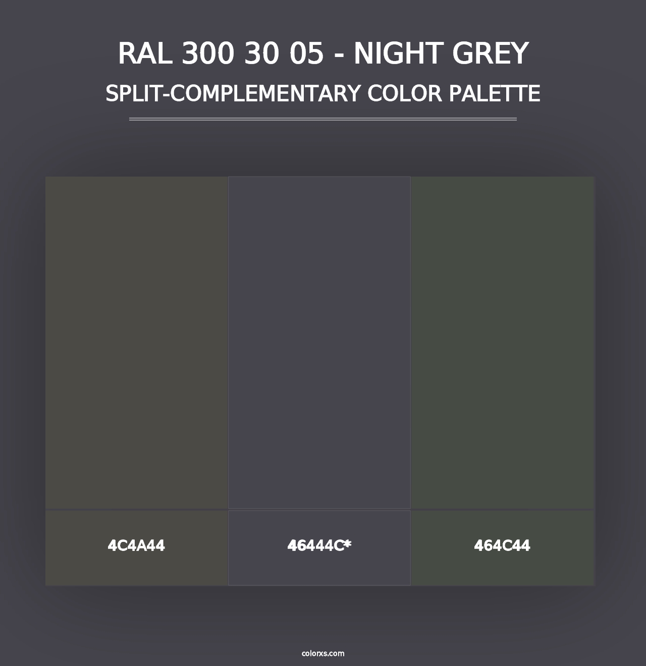 RAL 300 30 05 - Night Grey - Split-Complementary Color Palette