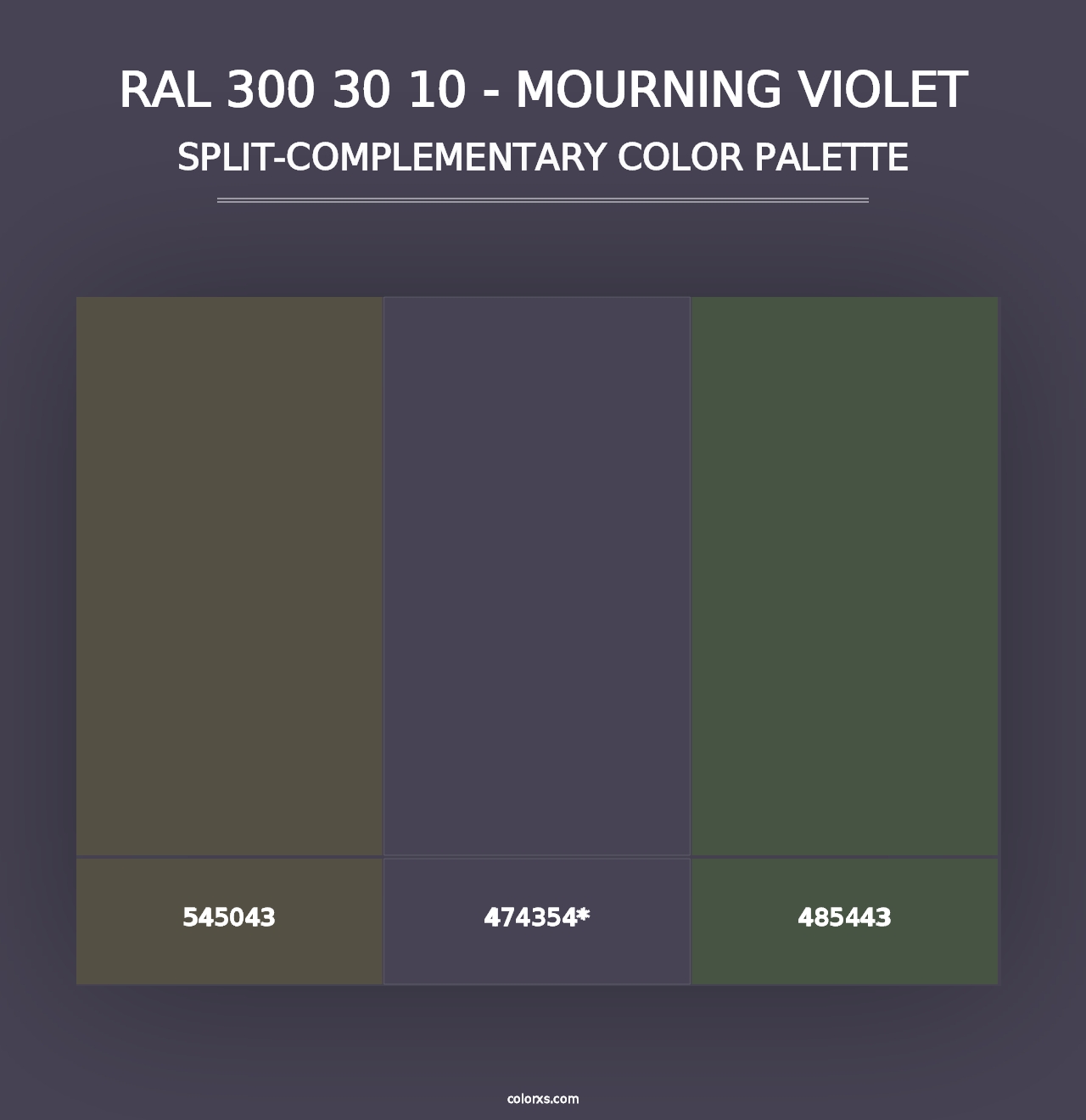 RAL 300 30 10 - Mourning Violet - Split-Complementary Color Palette