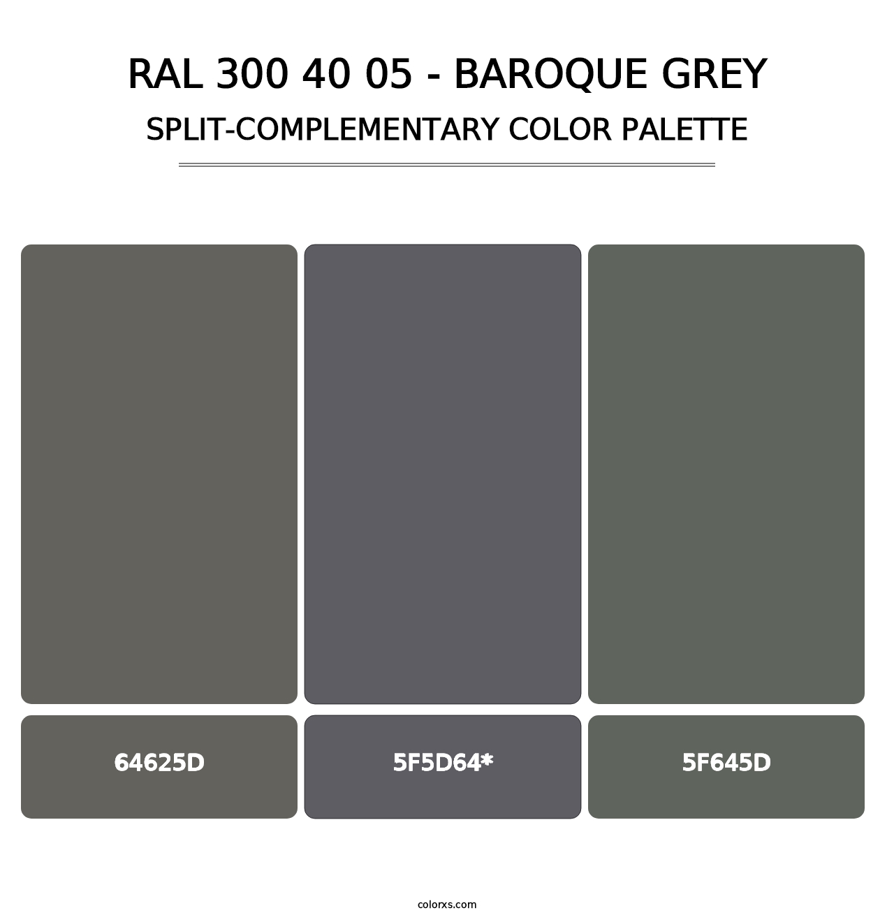 RAL 300 40 05 - Baroque Grey - Split-Complementary Color Palette