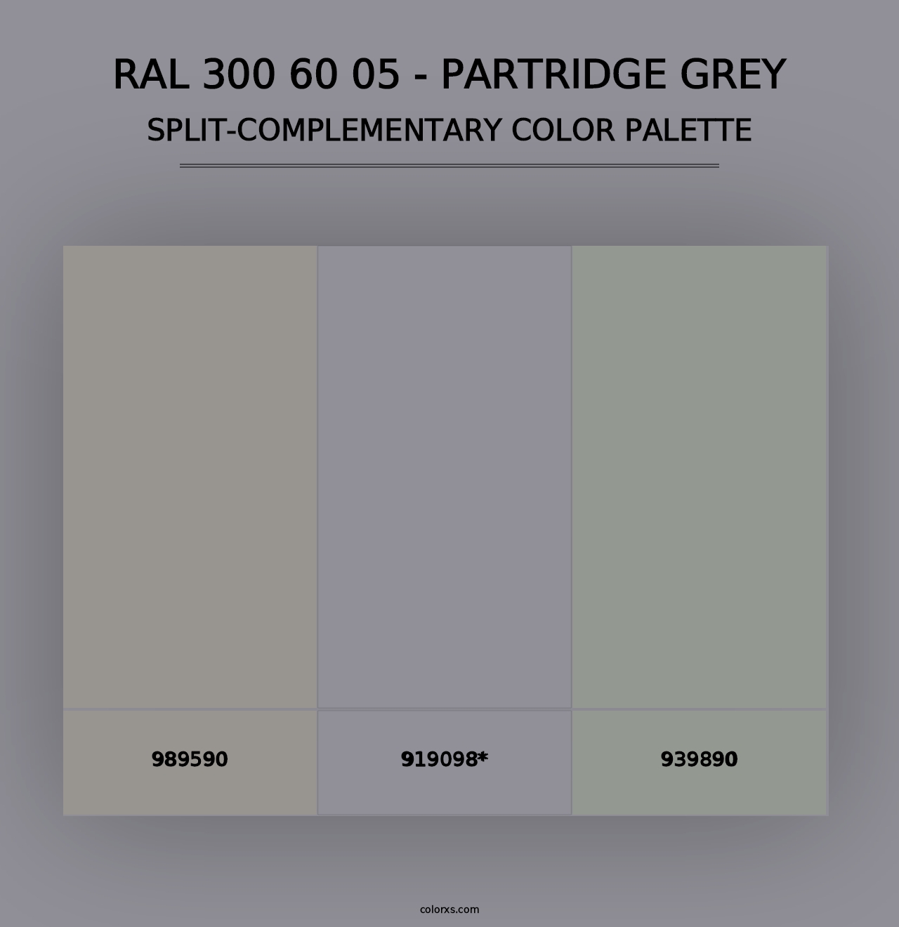 RAL 300 60 05 - Partridge Grey - Split-Complementary Color Palette