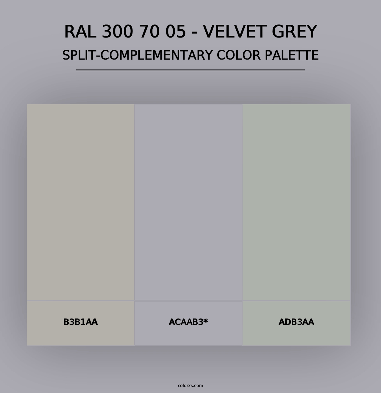 RAL 300 70 05 - Velvet Grey - Split-Complementary Color Palette