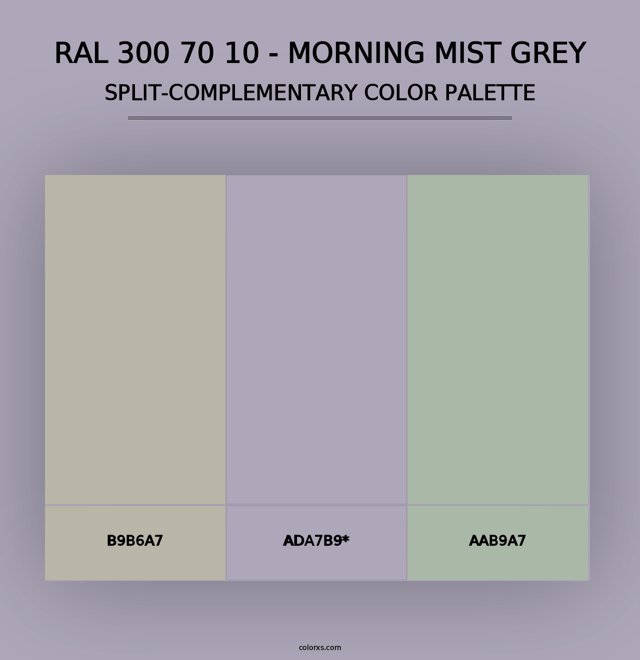 RAL 300 70 10 - Morning Mist Grey - Split-Complementary Color Palette