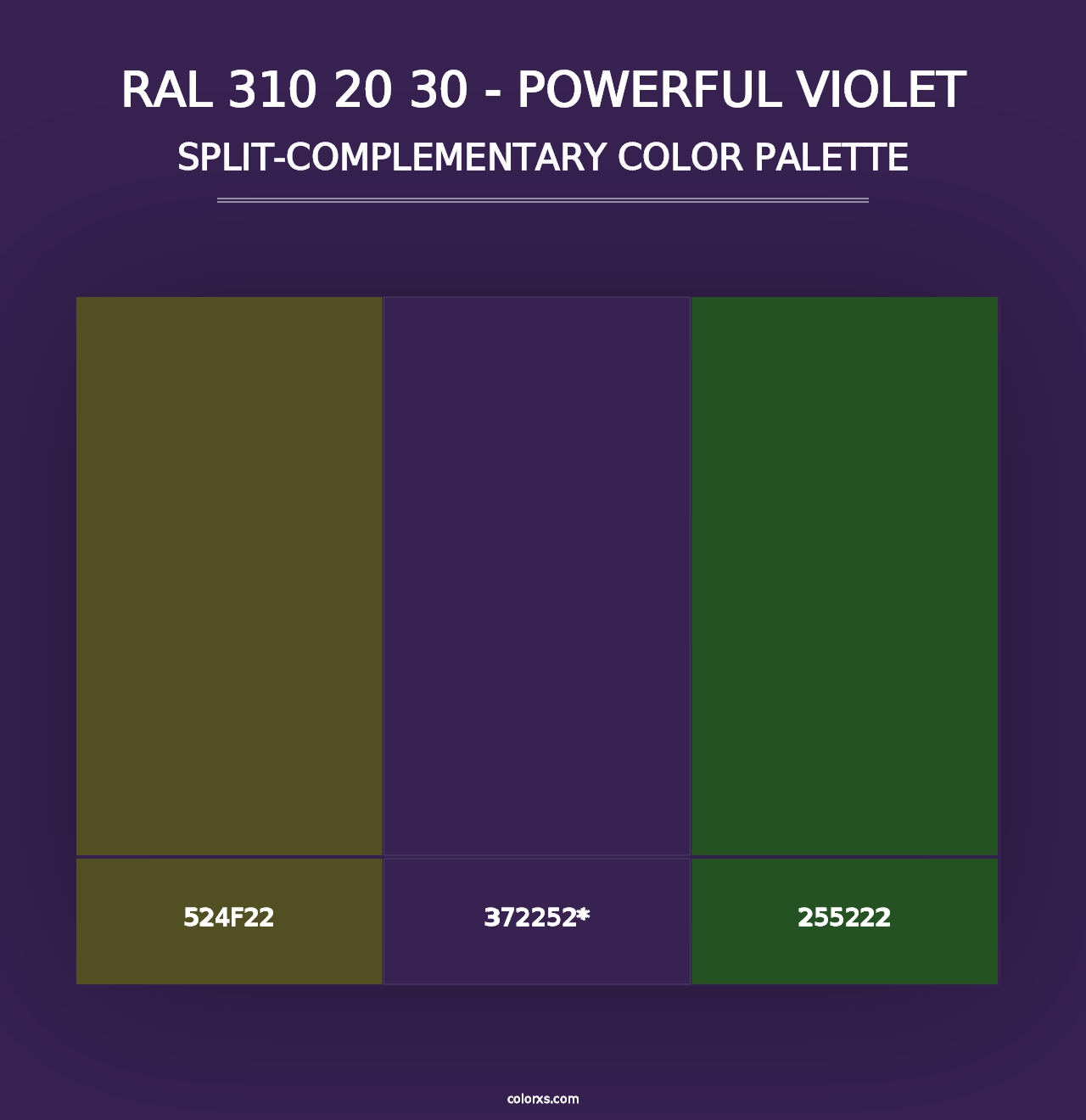 RAL 310 20 30 - Powerful Violet - Split-Complementary Color Palette