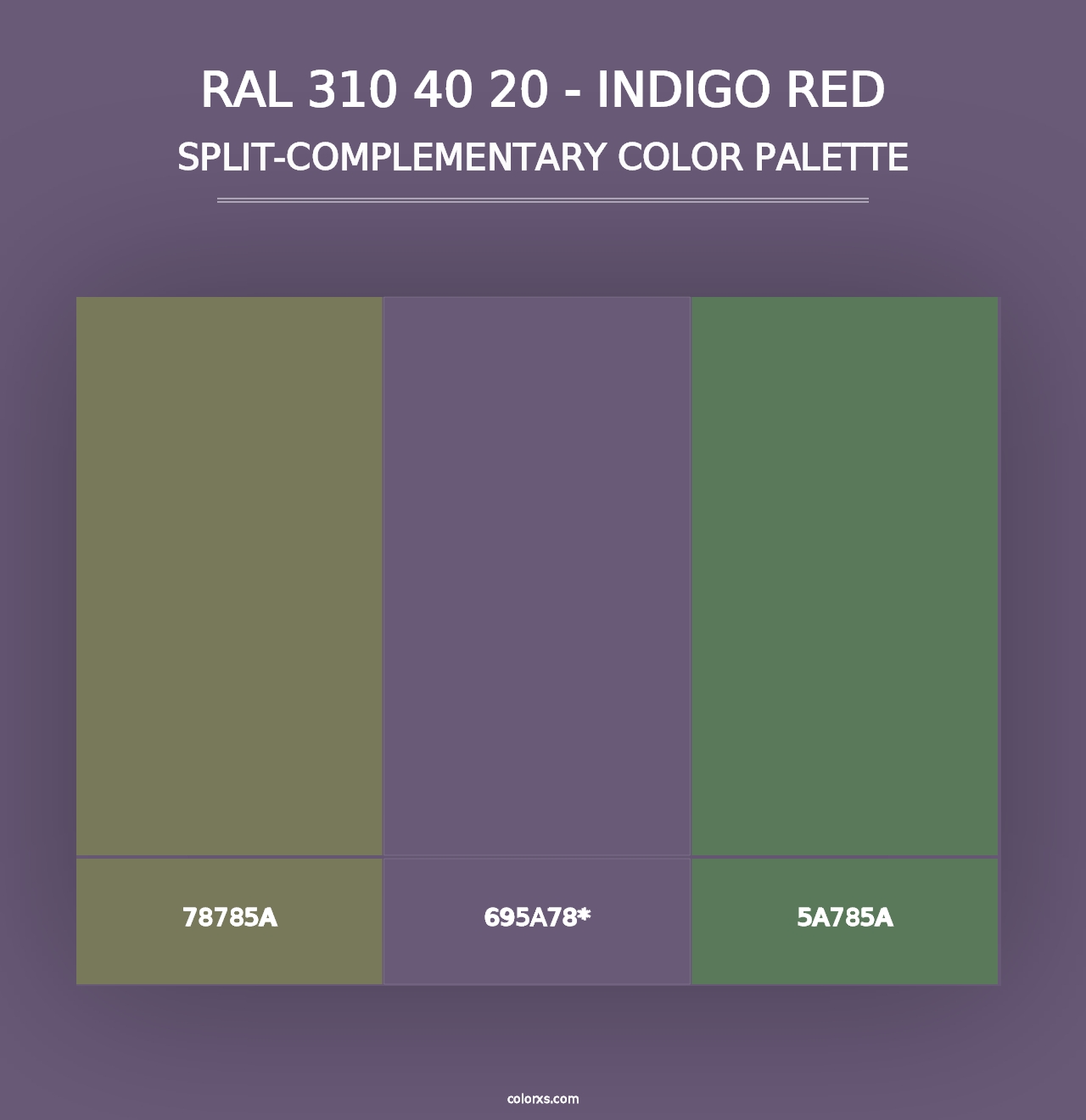 RAL 310 40 20 - Indigo Red - Split-Complementary Color Palette