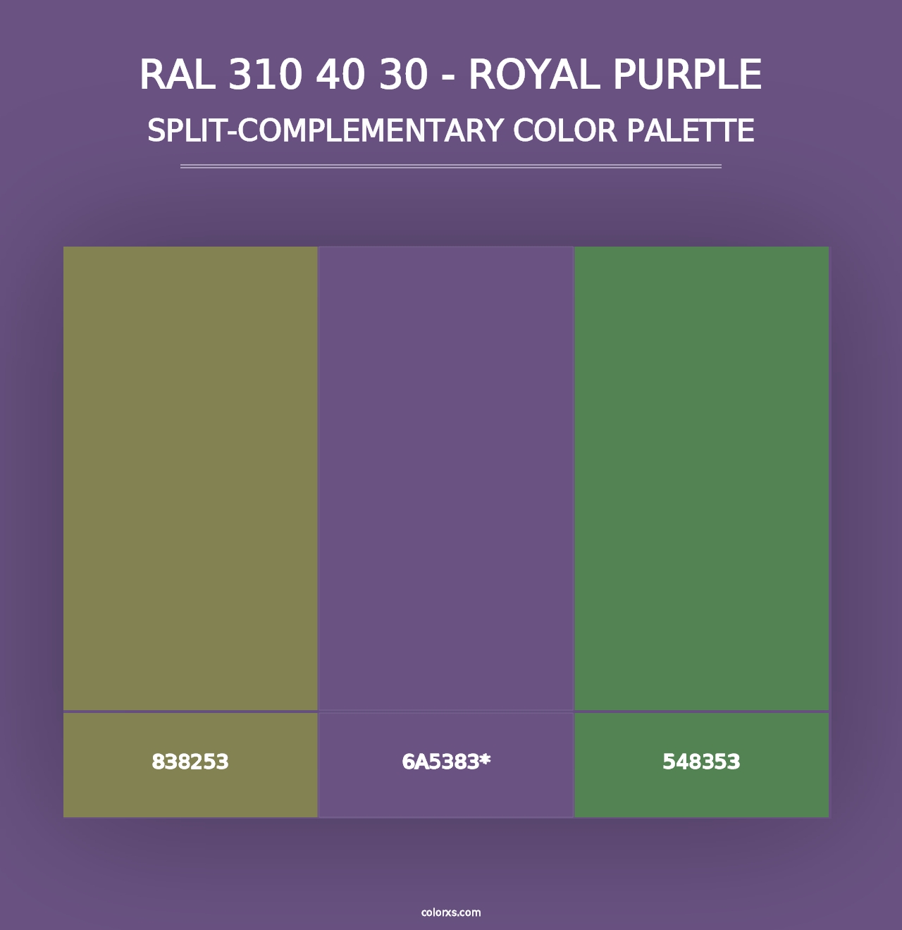 RAL 310 40 30 - Royal Purple - Split-Complementary Color Palette