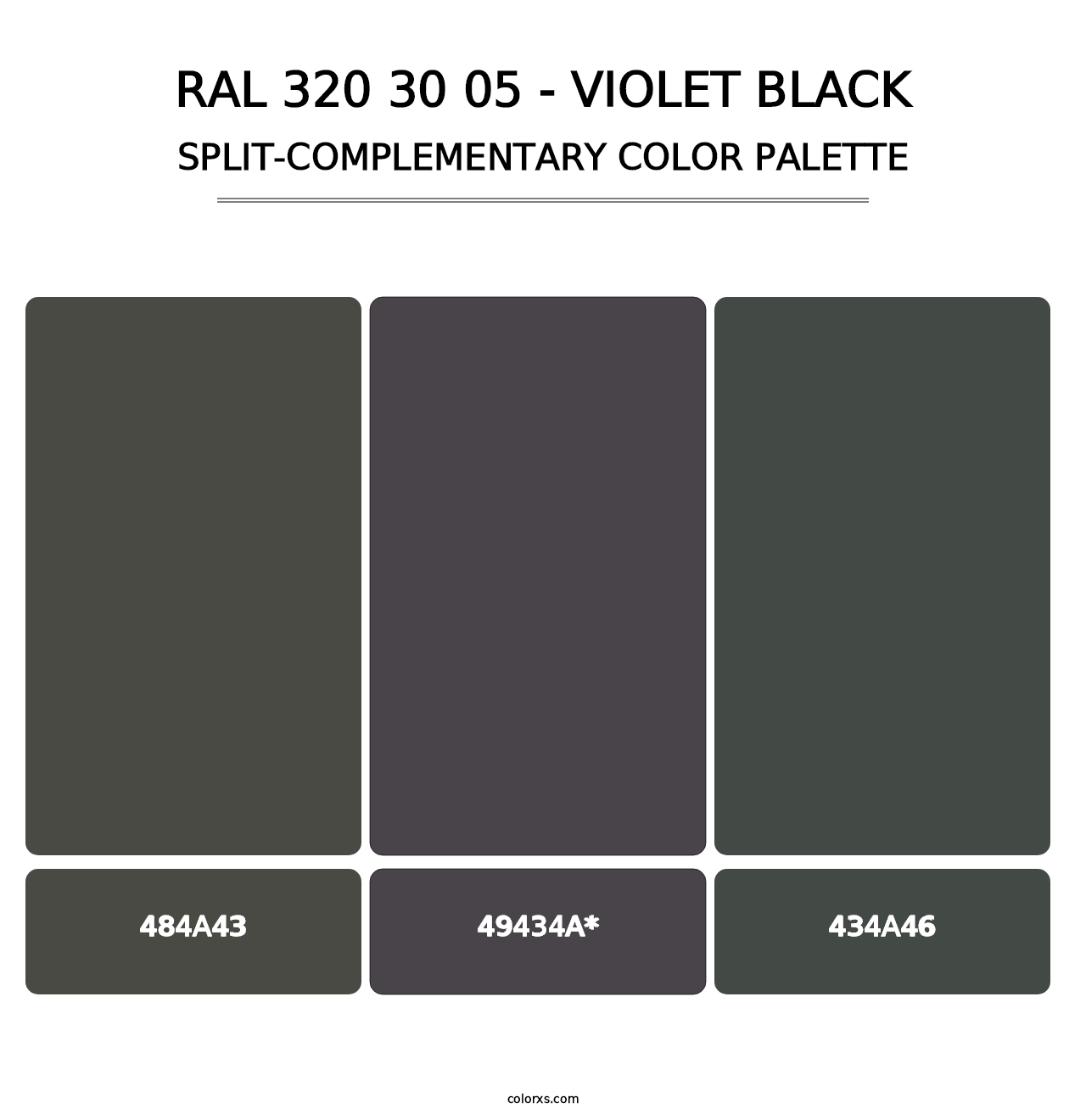 RAL 320 30 05 - Violet Black - Split-Complementary Color Palette