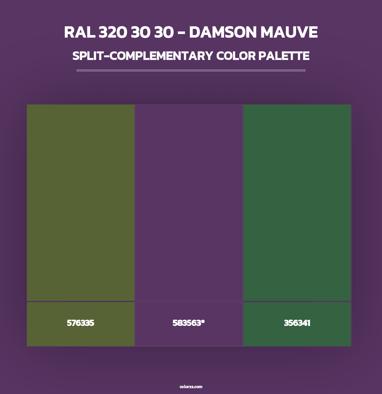 RAL 320 30 30 - Damson Mauve - Split-Complementary Color Palette