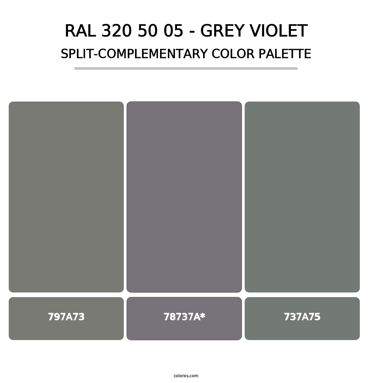 RAL 320 50 05 - Grey Violet - Split-Complementary Color Palette