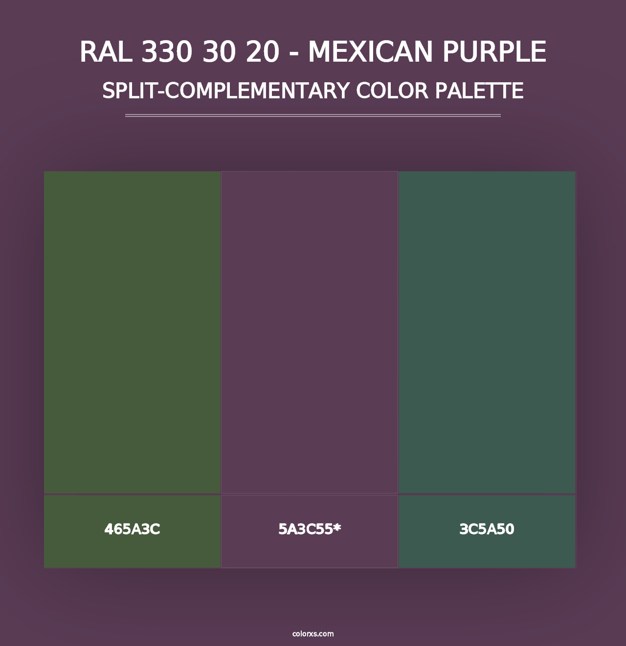 RAL 330 30 20 - Mexican Purple - Split-Complementary Color Palette