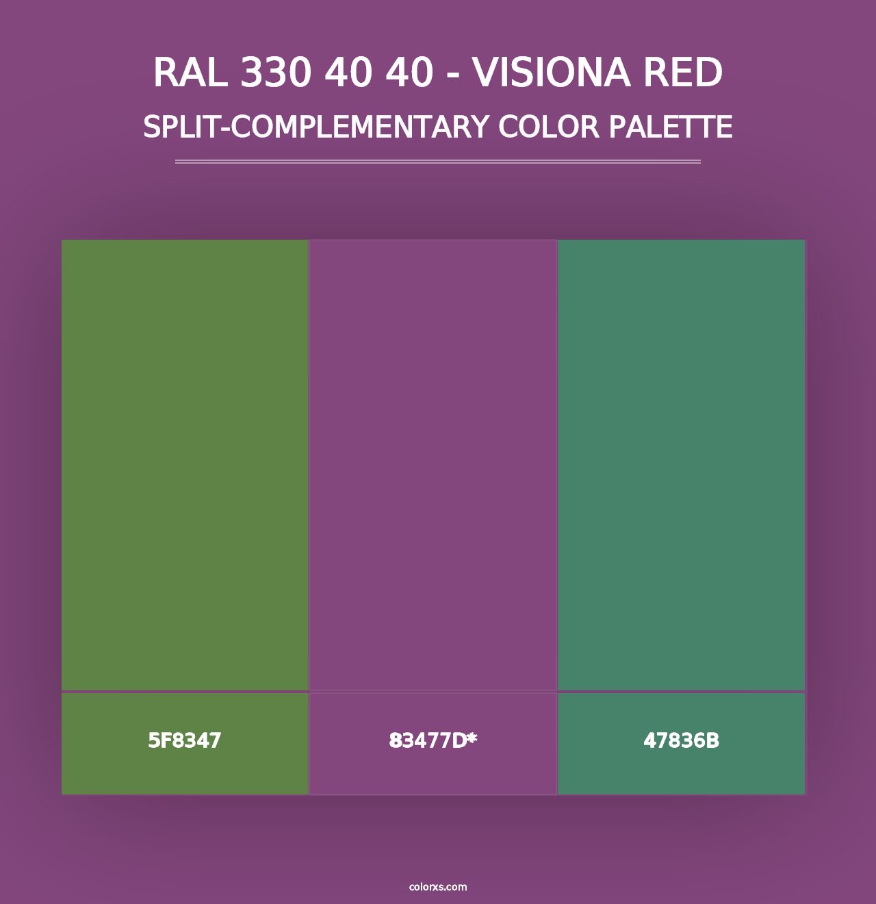 RAL 330 40 40 - Visiona Red - Split-Complementary Color Palette