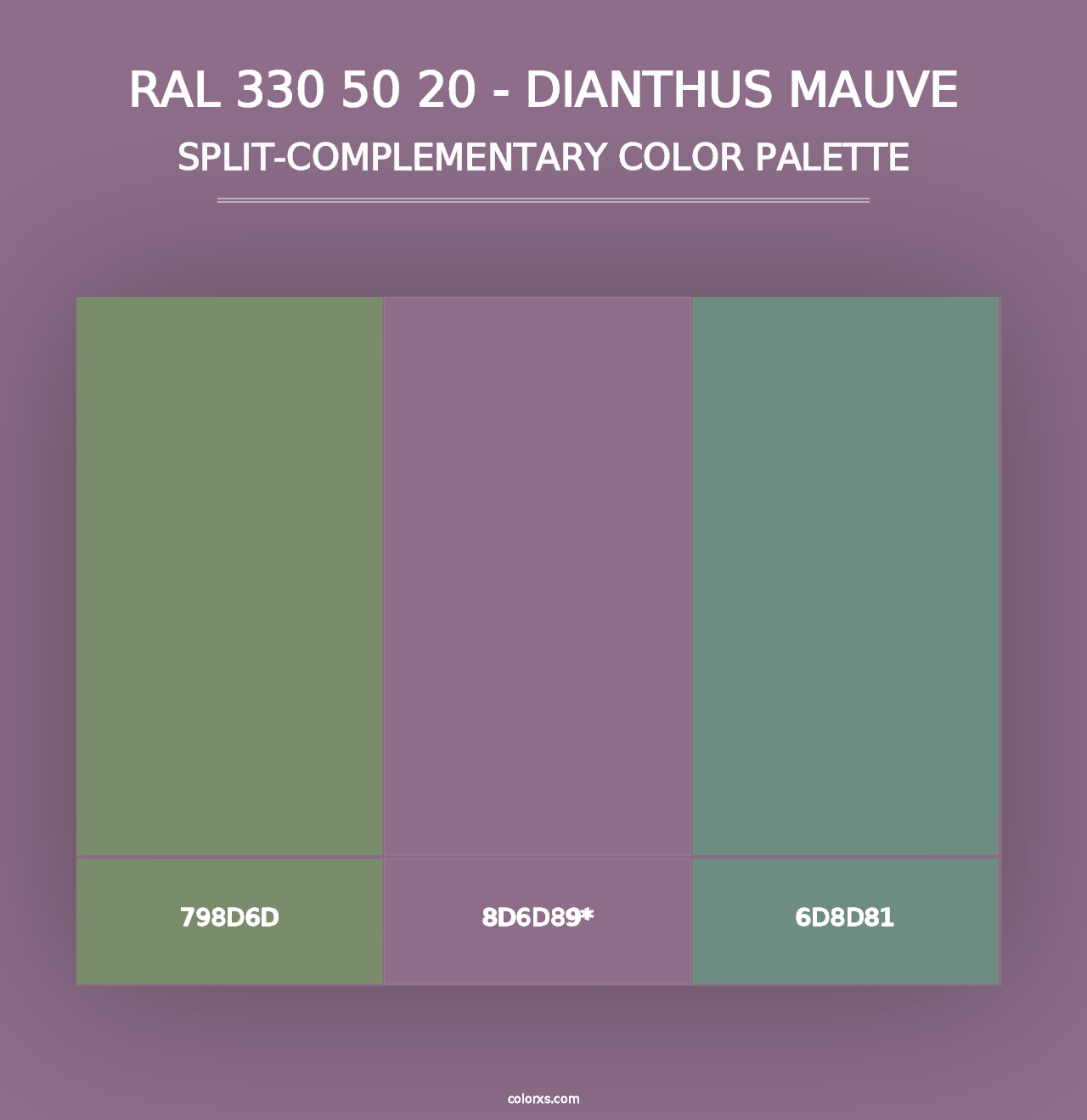 RAL 330 50 20 - Dianthus Mauve - Split-Complementary Color Palette