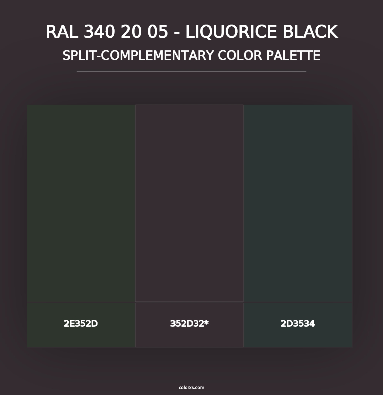 RAL 340 20 05 - Liquorice Black - Split-Complementary Color Palette