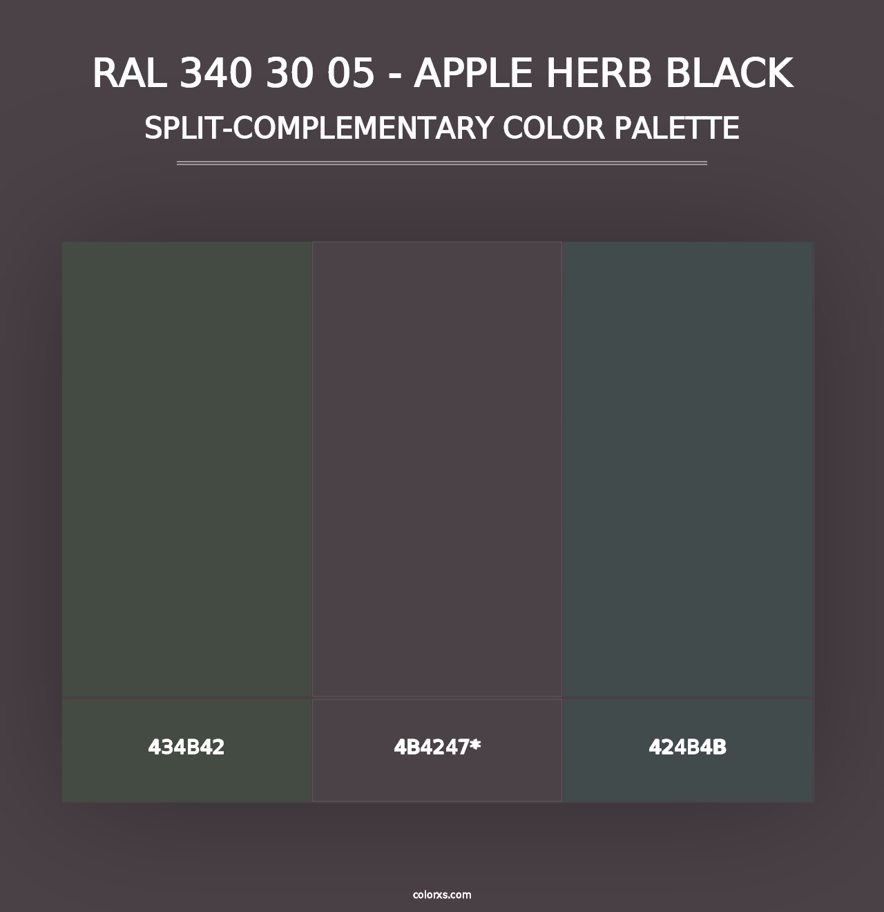 RAL 340 30 05 - Apple Herb Black - Split-Complementary Color Palette