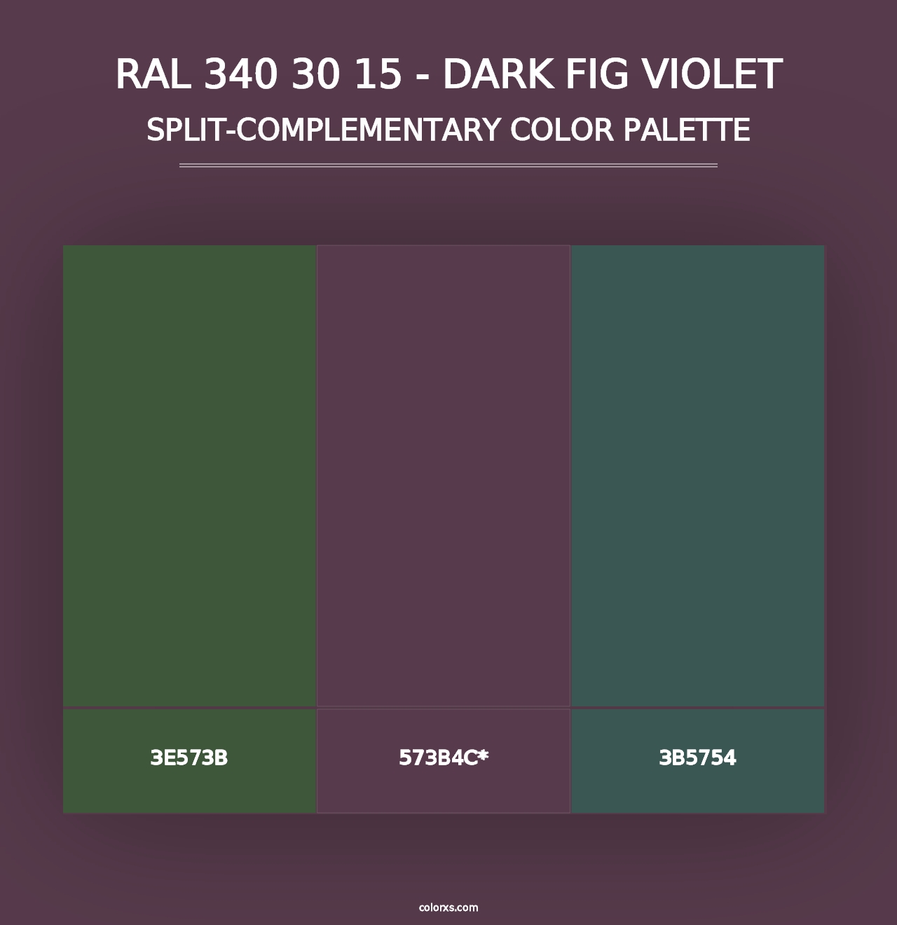 RAL 340 30 15 - Dark Fig Violet - Split-Complementary Color Palette