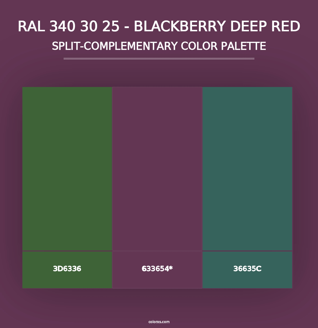 RAL 340 30 25 - Blackberry Deep Red - Split-Complementary Color Palette