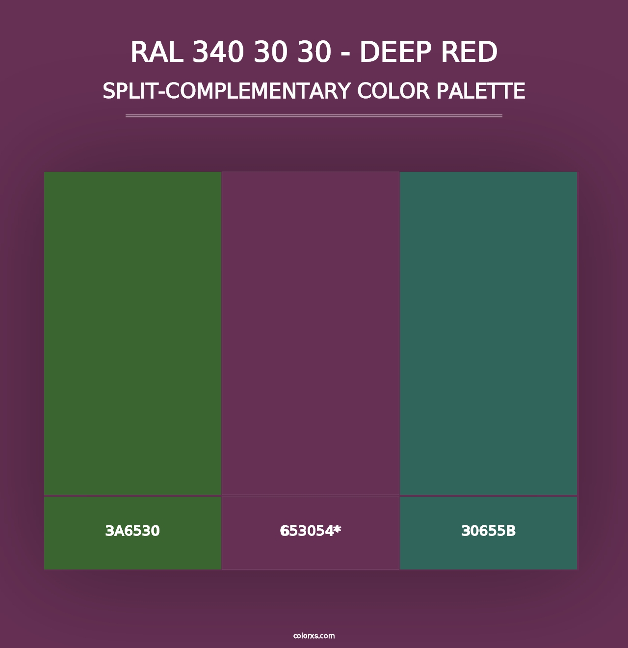 RAL 340 30 30 - Deep Red - Split-Complementary Color Palette