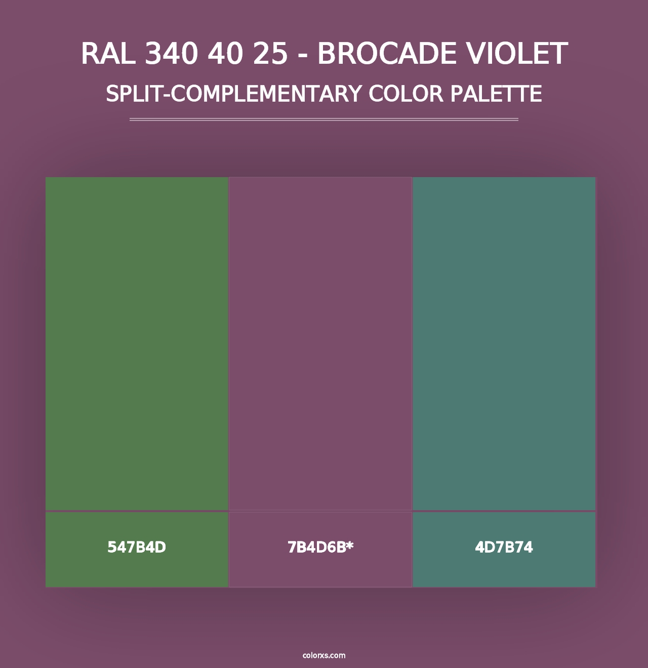 RAL 340 40 25 - Brocade Violet - Split-Complementary Color Palette