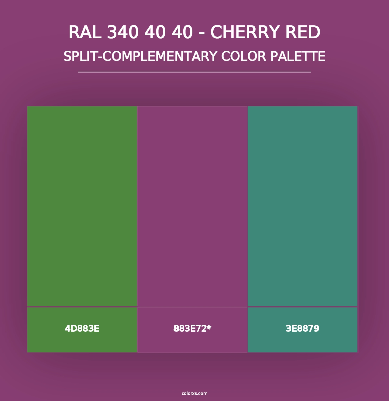 RAL 340 40 40 - Cherry Red - Split-Complementary Color Palette