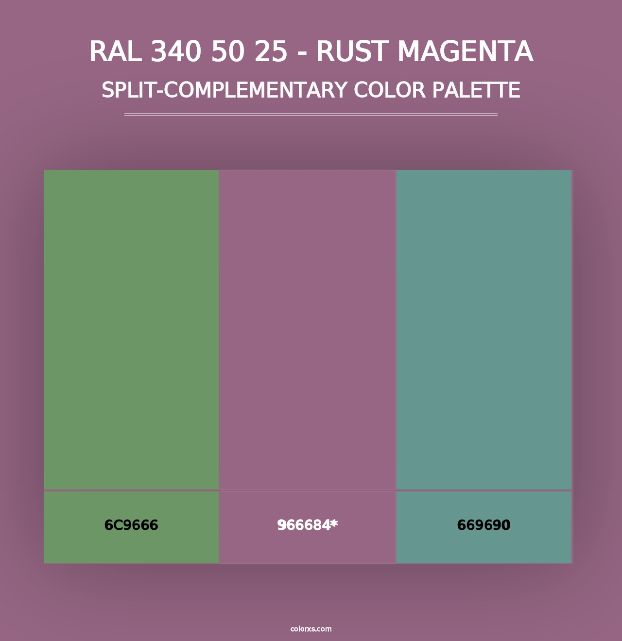 RAL 340 50 25 - Rust Magenta - Split-Complementary Color Palette