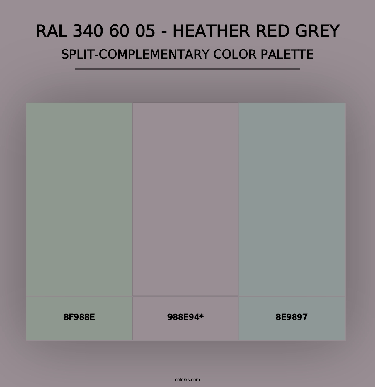 RAL 340 60 05 - Heather Red Grey - Split-Complementary Color Palette