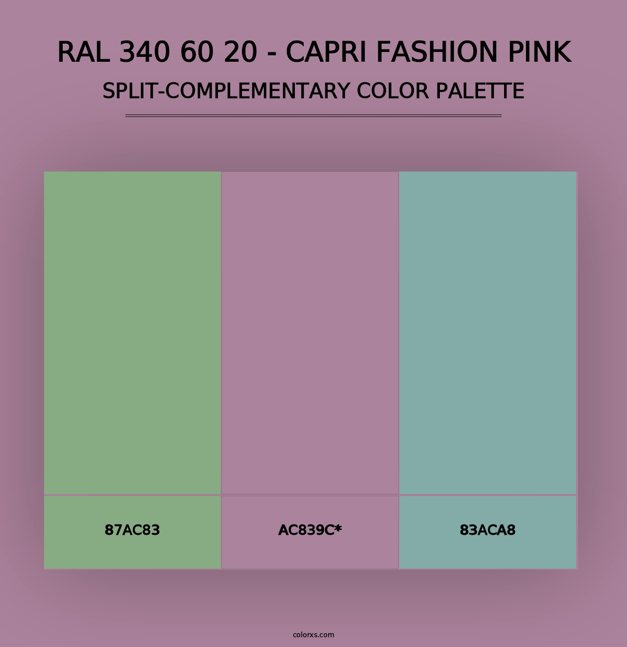 RAL 340 60 20 - Capri Fashion Pink - Split-Complementary Color Palette