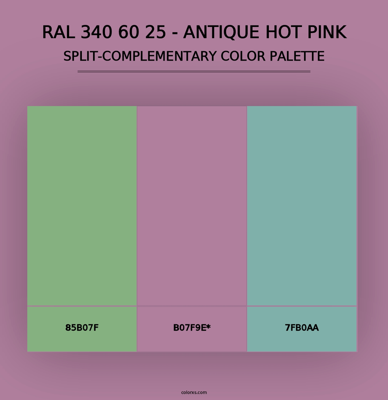 RAL 340 60 25 - Antique Hot Pink - Split-Complementary Color Palette