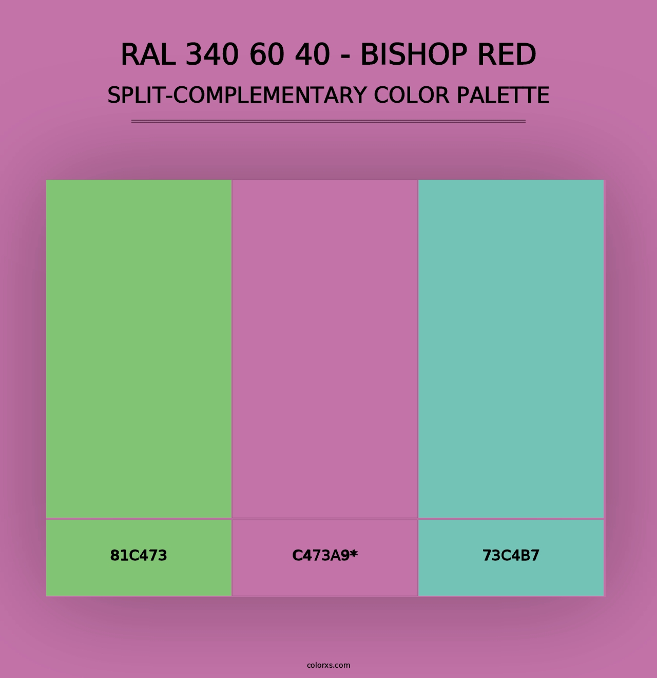 RAL 340 60 40 - Bishop Red - Split-Complementary Color Palette